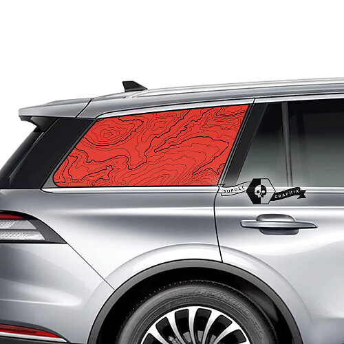 2x Lincoln 2023 Aviator Window Contour Map Vinyl Stickers Graphics Sticker 2 couleurs
