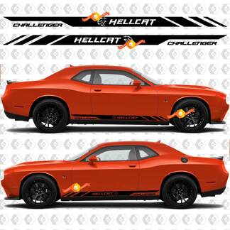 2 autocollants Dodge Challenger Hellcat Rocker Panel Stripe Vinyl Graphics 2011-2023
