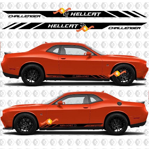 Autocollants vinyle style Rocker Panel Hellcat pour Dodge Challenger ou Charger