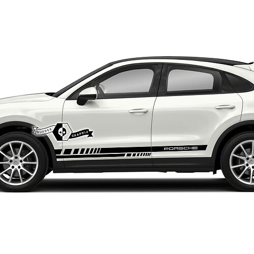 2x Porsche 2023 Porsche Cayenne Rocker Panel Side Stripes Doors Logo Kit Stickers Autocollants
