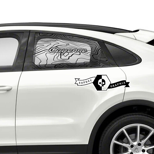 2x Porsche 2023 Porsche Cayenne Fenêtre Contour Carte Vinyle Autocollants Autocollants
