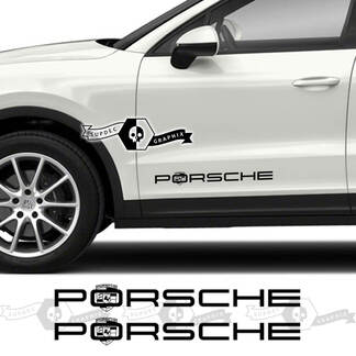 2x Porsche 2023 Porsche Cayenne Logo Portes Autocollants Autocollants
