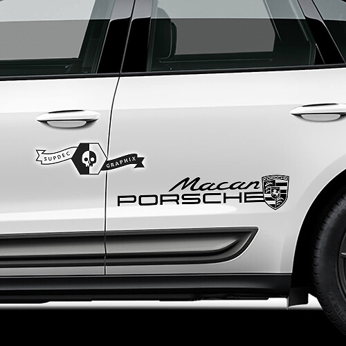 2x Porsche 2023 Porsche Macan Logo Porte Autocollants Autocollants
