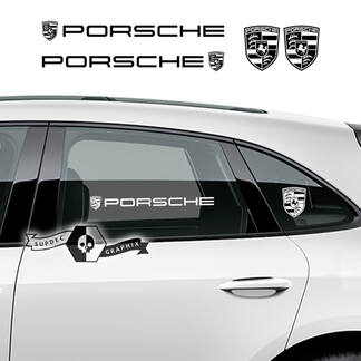 2x Porsche 2023 Porsche Cayenne Macan Fenêtre Logo Vinyle Autocollants Autocollants
