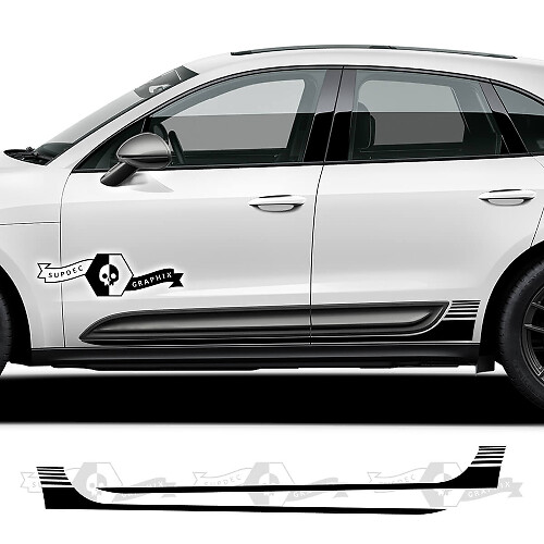 2x Porsche 2023 Porsche Macan T Side Lines Portes Bas Autocollants Autocollants
