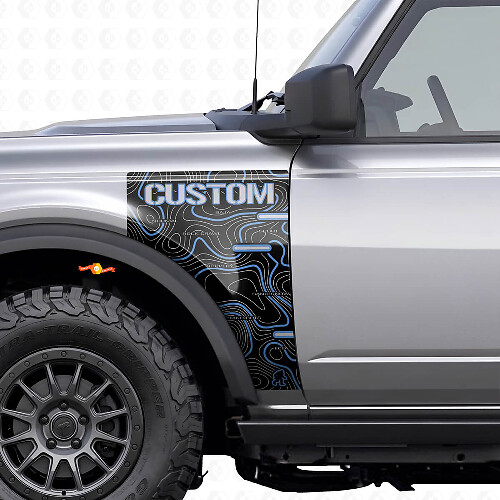 Autocollant vinyle de garde-boue carte topographique pour musclecar cheval Badlands_1