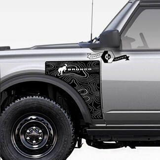 Paire Ford Bronco Badlands Side Style Side Panel Сontour Map Vinyl Decal Sticker Graphics
