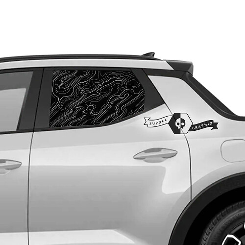 Autocollants en vinyle de carte de contour pour vitre latérale arrière Hyundai Santa Cruz