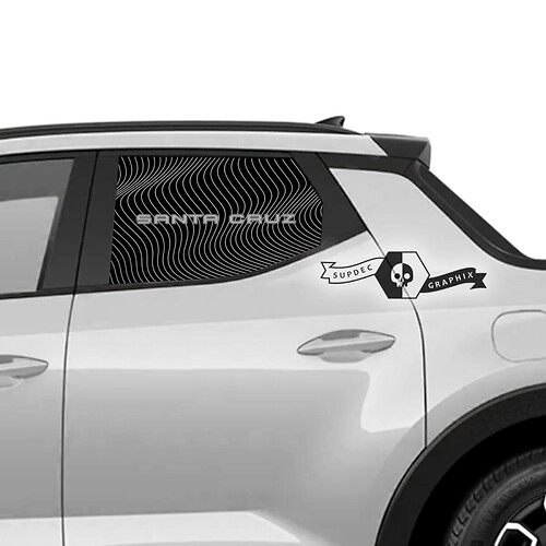 Paire Hyundai Santa Cruz Side Bed Line Waves Window Logo Vinyl Stickers Decal Graphic
