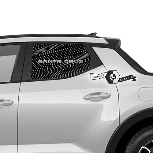 Autocollants en vinyle pour vitres latérales arrière Wave Line pour Hyundai Santa Cruz