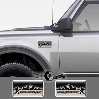 2 nouveau Ford Bronco Wildtrak montagnes décalcomanie vinyle emblème Sasquatch Logo gris autocollant bande pour Ford Bronco
