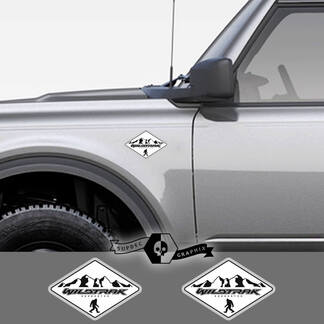 2 nouveau Ford Bronco Wildtrak montagne décalcomanie vinyle emblème Sasquatch Logo blanc autocollant bande pour Ford Bronco
