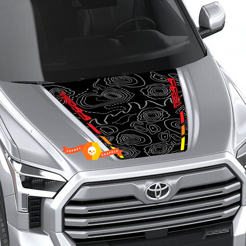 Autocollant carte topographique capot TRD 4X4 Off Road Wrap pour Toyota Tundra troisième génération XK70 2021 - up Sticker Graphics SupDec Design
