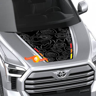 Carte topographique du capot TRD 4X4 Off Road Wrap Decal pour Toyota Tundra Troisième génération XK70 2021 - up Sticker Graphics SupDec Design 2

