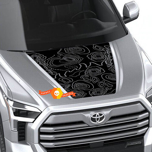 Carte topographique du capot TRD 4X4 Off Road Wrap Decal pour Toyota Tundra Troisième génération XK70 2021 - up Sticker Graphics SupDec Design 3

