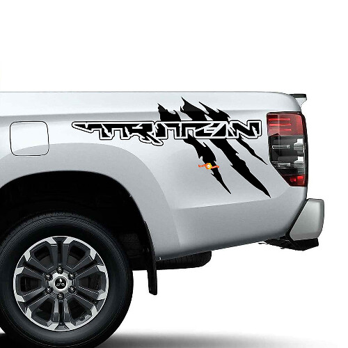 Kit d'autocollants en vinyle de style Raptor pour griffes de lit latérales pour Mitsubishi Triton
