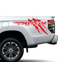 Kit d'autocollants en vinyle de style Raptor pour griffes de lit latérales pour Mitsubishi Triton
 3