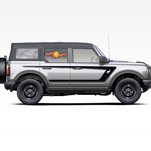 Paire d'autocollants autocollants doubles bandes latérales de portes pour Ford Bronco 2021 - maintenant
