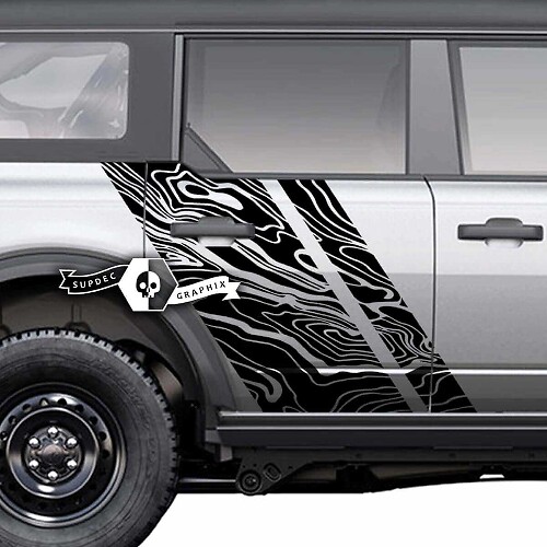 Paire de portes côté carte topographique graphique Splash décalcomanies autocollants pour Musclecar horse 20212022 2023
