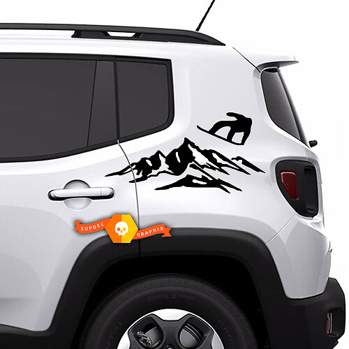Paire de décalcomanies en vinyle Jeep Renegade Bed Mountain Autocollants latéraux arrière
