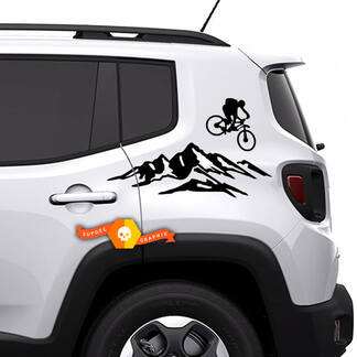 Paire de décalcomanies en vinyle Jeep Renegade Bed Mountain Bicycle Stickers autocollants latéraux arrière
