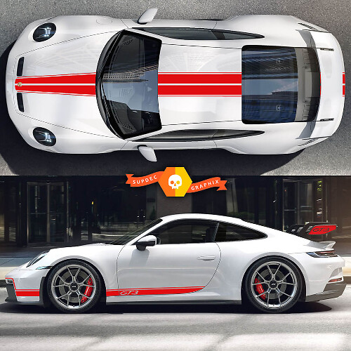 Kit de décalcomanies en vinyle bandes latérales de toit capot de course pour Porsche 911 Carrera GT3