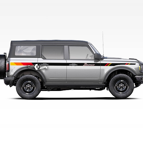Paire de portes vers le haut des rayures latérales Old School Sunset Stickers autocollants pour Ford Bronco 2021 2022 2023
