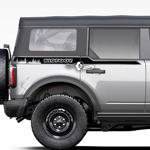 Paire d'autocollants à rayures latérales pour garde-boue de lit Forest Bigfoot Stickers pour Ford Bronco 2021 2022 2023
