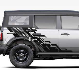 Paire de portes côté lit garde-boue géométrique graphiques Splash décalcomanies pneu piste autocollants pour Ford Bronco 20212022 2023
