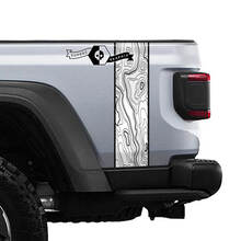 Jeep Gladiator JT Rubicon Mojave Carte topographique Bande latérale arrière Graphiques en vinyle
 2