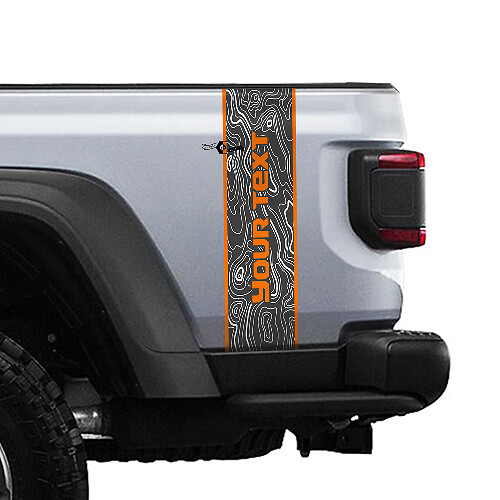 Graphiques Vinyle Bande Latérale Arrière Carte Topographique Personnalisée 3 Couleurs pour Jeep Gladiator