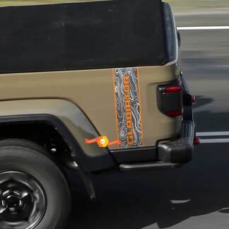 Jeep Gladiator Logo Carte topographique Bande latérale arrière Graphiques en vinyle 3 couleurs
