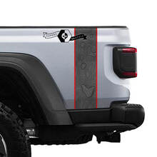 Carte topographique Jeep Gladiator Bandes latérales arrière Vinyl Graphics 3 couleurs
 2