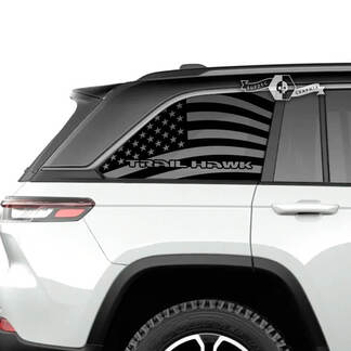 Paire Jeep Grand Cherokee SRT TrackHawk côté verre fenêtre USA drapeau Logo vinyle autocollant graphique
