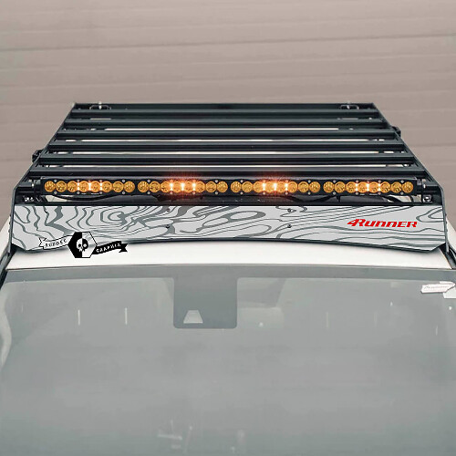 Autocollant en vinyle pour galerie de toit style topographique pour Toyota 4Runner 2014-2023