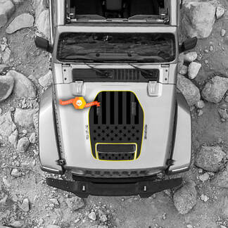 Capot pour 2021 2022 2023 Jeep Wrangler Rubicon autocollant graphique drapeau USA vinyle SupDec Design
