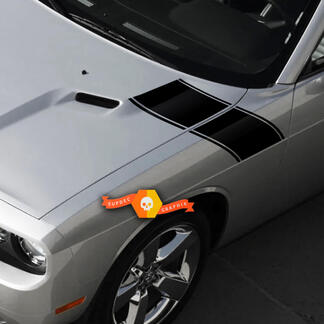 Paire Dodge Challenger Hood Fender Side Stripe Up Trim Racing Stripes Stickers pour 2009-2014
