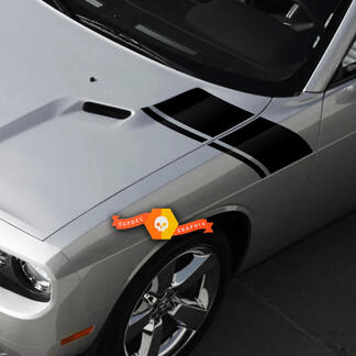 Paire Dodge Challenger Hood Fender Side Stripe Up Trim Graphics Racing Stripes Stickers pour 2009-2014
