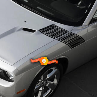 Paire Dodge Challenger Hood Fender Side Stripe Up Honeycomb Trim Racing Stripes Stickers pour 2009-2014
