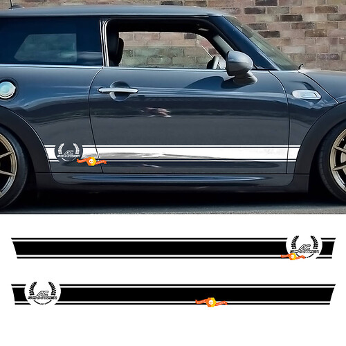 Autocollant vinyle latéral bandes style AC Schnitzer pour MINI Cooper