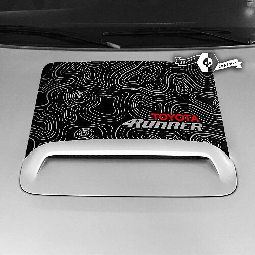 Déco Vinyle Entrée d'Air Capot Carte Topographique Pour Toyota 4Runner 2020-2023