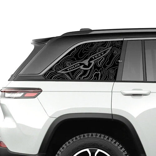 Paire 2023+ Jeep Grand Cherokee Trailhawk Windows Graphic Sticker Decal Blackout Carte topographique Blackout
