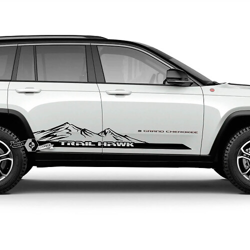 Paire 2023+ Jeep Grand Cherokee Trailhawk Doors Mountains Logo Autocollant graphique Autocollant
