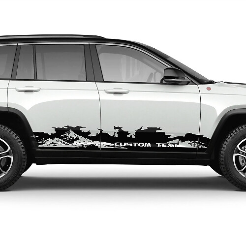 Paire 2023+ Jeep Grand Cherokee Trailhawk Doors Mountains Mud Rocker Panel Autocollant graphique Autocollant
