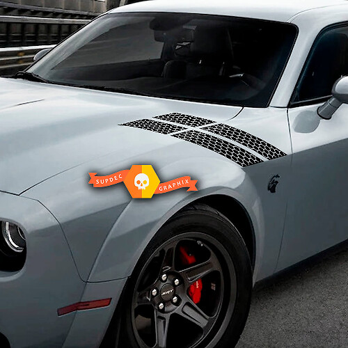 Autocollants en forme de nid d'abeille pour capot et ailes pour Dodge Challenger 2015-2023