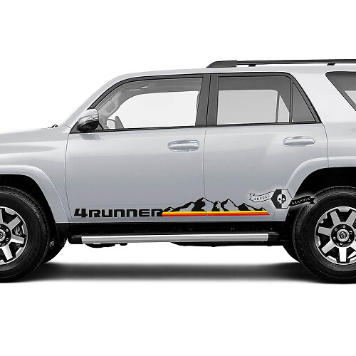 Autocollant Vinyle Décalque Montagnes & Rayures Rétro pour Porte Latérale Toyota 4Runner 2009-2024