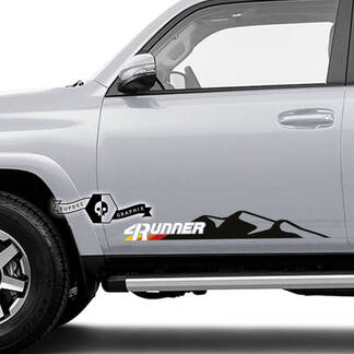2 x 4Runner 2023 Portes Latérales Vinyle Montagne Stickers Autocollants pour Toyota 4Runner TRD 2 Couleurs
