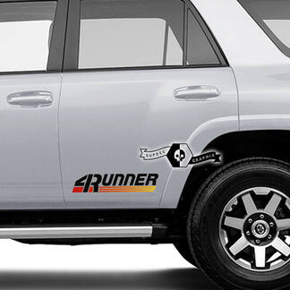 2 x 4Runner 2023 + Portes Vinyle Logo Sunset Mountain Stickers Autocollants pour Toyota 4Runner TRD
