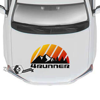 Capot 4Runner 2023 Old School Sunset Vinyle Montagnes Forêt Stickers Autocollants pour Toyota 4Runner TRD Couleurs
