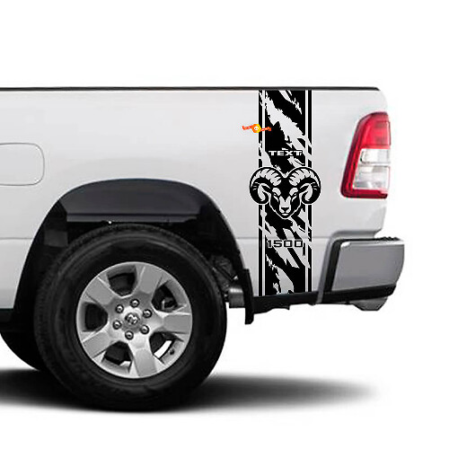 Autocollant en vinyle à rayures style usé Hemi pour le panneau de lit Dodge Ram 1500